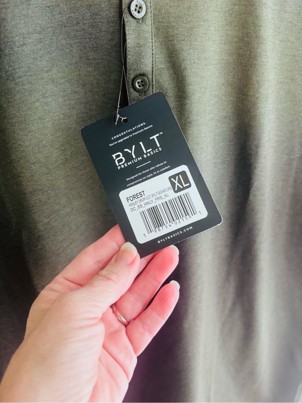 NWT BYLT Henley signature mens short sleeve forest green size XL tee shirt - Picture 3 of 8